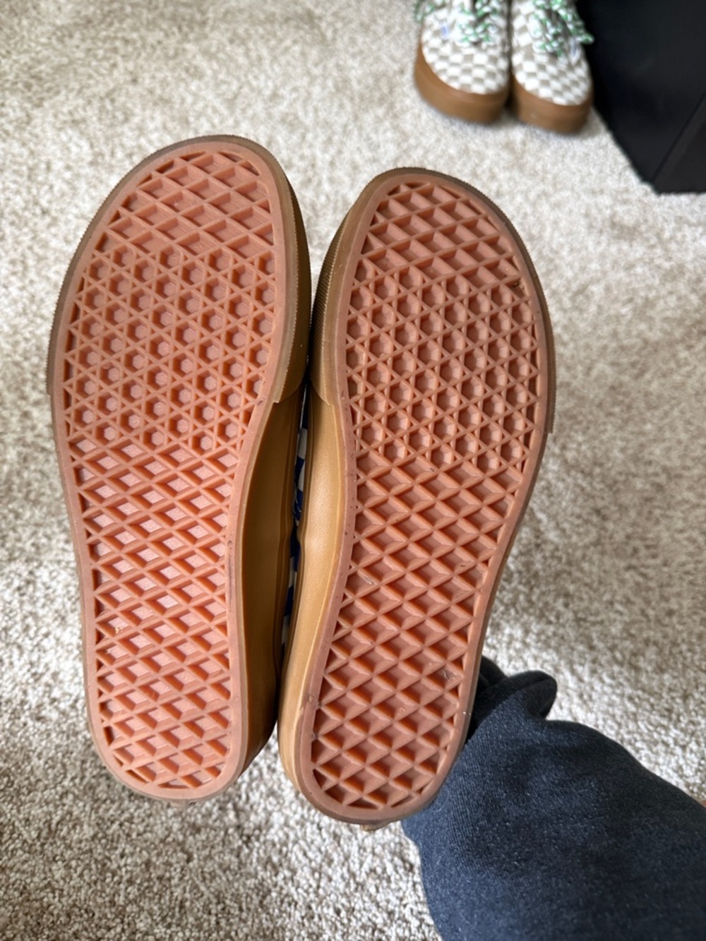 Vans Blue & White Checkerboard Lace-Up Sneakers with Gum Sole - Picture 2 of 2